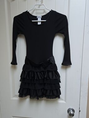 Newberry Black Ribbed Lace Dress with Scoop Neck Girls Kids Size 10 Years